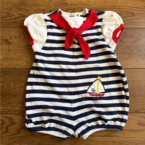 Vintage Baby Dior Sailor Nautical Striped Baby Romper 24 months